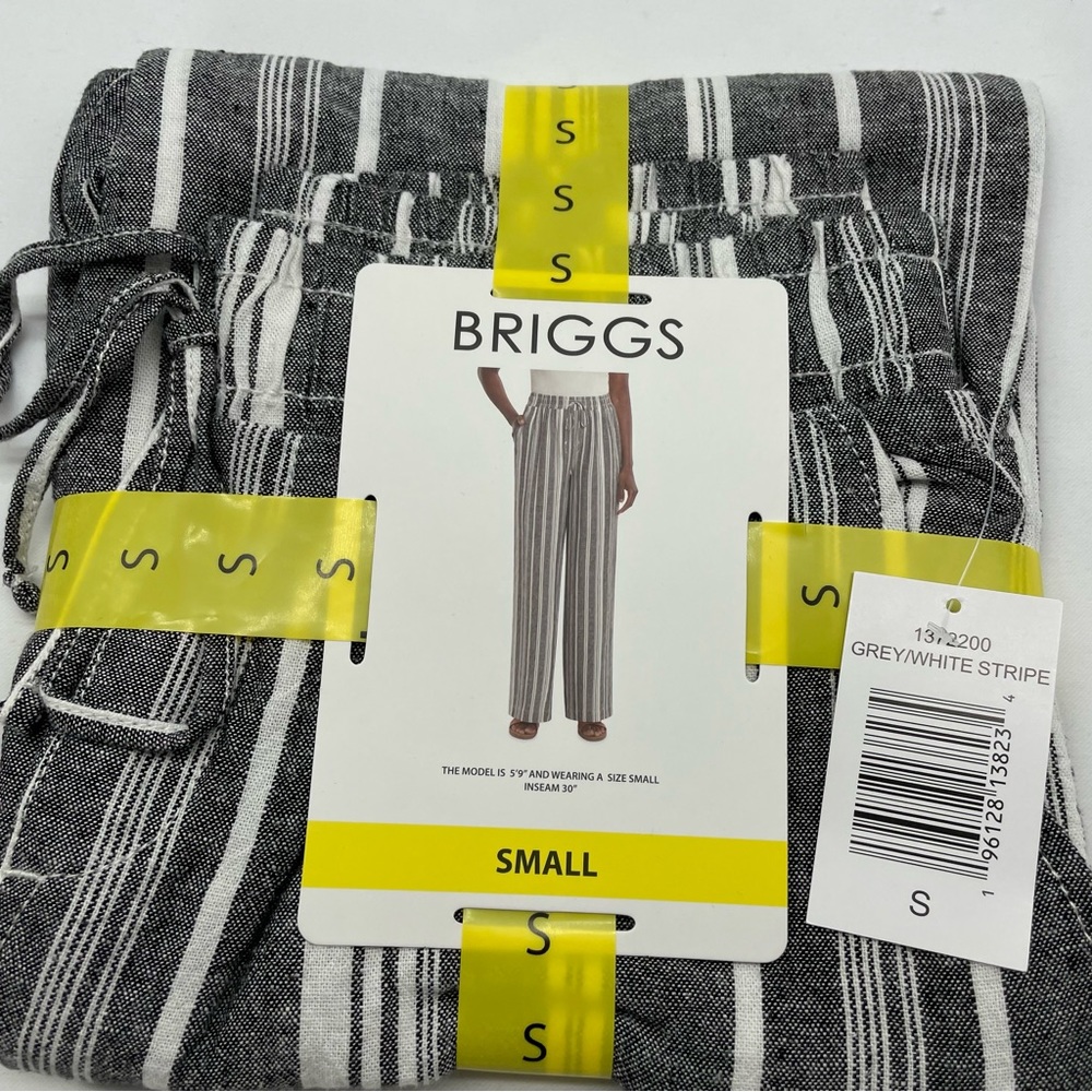 S Briggs Linen Blend Wide Leg Striped Pull On Pants Women's Size SMALL NWT
